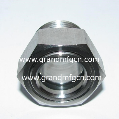 Hombre 3/4 acero inoxidable BSP intercambiador de calor radiador vidrio de nivel de líquido para el sistema de refrigeración de maquinaria industrial