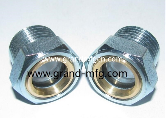 El hilo de la tubería NPT masculina 1-1/4 "Hexagon cabeza de acero vidrio de aceite de vista níquel ((zinco) recubierto con vidrio natural