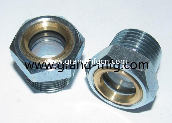 El hilo de la tubería NPT masculina 1-1/4 "Hexagon cabeza de acero vidrio de aceite de vista níquel ((zinco) recubierto con vidrio natural
