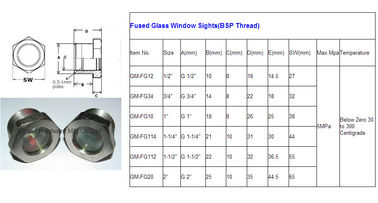 BSP 3/4" de hilo masculino Visión de metal Visión de vidrio de acero niquelado Visión de vidrio fundido para equipos de refrigeración