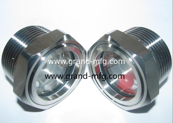 Hombre BSP G1 1/4 &quot;acero inoxidable 304 vidrio de visualización de aceite con tuerca de bloqueo hexagonal SS316