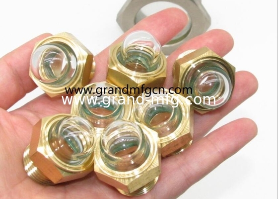 NPT 1/2 &quot;Cúpula de vidrio de cobre visor de aceite hex-torsión de visor de nivel de aceite indicadores de medidor de vidrio con bloqueo de hilo de lectura