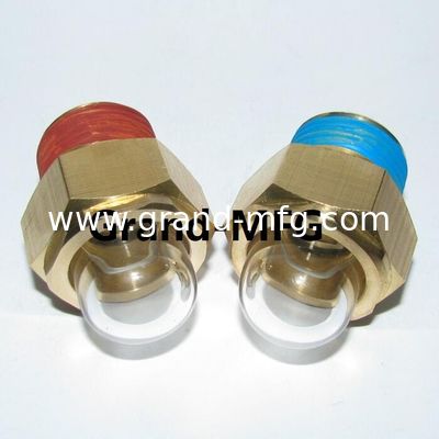 hilo NPT masculino 1/2&quot; 3/8&quot; 3/4&quot; 1&quot; 3-D BULLSEYE VISION GLASS observa Dome Gauge con vidrio súper transparente vidrio de visión de aceite