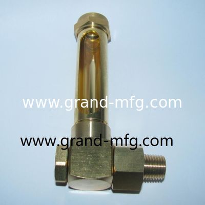 Indicador de nivel de aceite de latón tipo NPT 1/2 INCH L con marcas de nivel para tapones de vidrio de visualización de aceite de contenedores de pared delgada