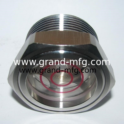 NPT2 INCH 3&quot; SS304 Tipo de tuerca de extremo del hilo masculino Equipado con ventana de visión grande y tuerca de bloqueo SUS304 medidor de aceite de vidrio de vista