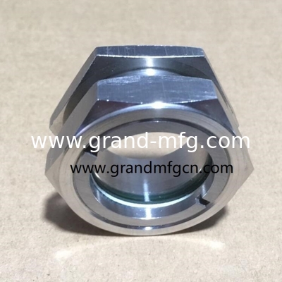 M27X1.5 vidrio de nivel de líquido de calidad alimentaria SS304 con ventana de visión grande y una tuerca de bloqueo SUS304 vidrio de vidrio medidor de aceite