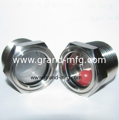 Alta presión 1500PSI FLOW VISION ventana con bola roja 1&quot; NPT hilo de vidrio de vidrio de vidrio de flujo de vidrio medidores de nivel de la ventana
