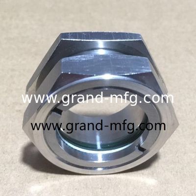 BSP G1 1/4 INCH SS304 Oil Sight Monitor de nivel de vidrio con ventana de visión grande y una tuerca de bloqueo SUS304 vidrio de vidrio medidor de aceite