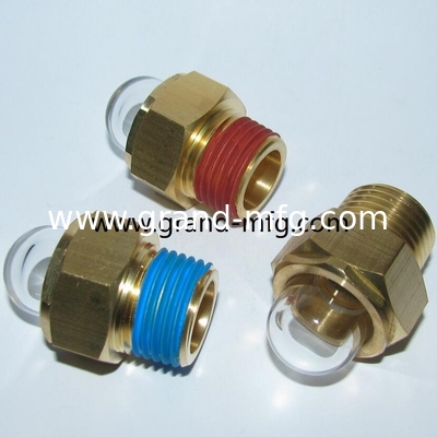 Vidrio de visión de aceite de latón abovedado para cajas de engranajes y compresores de bombas NPT UNC hilo métrico Resistencia a altas temperaturas y presión OEM disponible