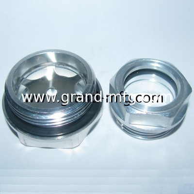 Vidrio de visualización del nivel de aceite de aluminio para cajas de engranajes y compresores de bombas Vidrio natural Vidrio templado o vidrio borosilicato 2 mm a 5 mm espesor 5-10 bar Rango de presión NPT NPTF UNC UNF hilo métrico BSP