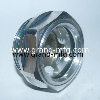 Vidrio de visualización del nivel de aceite de aluminio para cajas de engranajes y compresores de bombas Vidrio natural Vidrio templado o vidrio borosilicato 2 mm a 5 mm espesor 5-10 bar Rango de presión NPT NPTF UNC UNF hilo métrico BSP