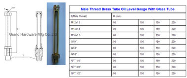 Hombre BSP G hilo 1/4&quot;,3/8&quot;,1/2&quot; tubo de latón indicador de nivel de aceite con tubo de cristal de cuarzo