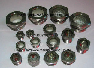 Hombre BSP de la cabeza 3/8&quot; 1/2&quot; 3/4&quot; Calidad Hexagón de aluminio vidrio de visualización de nivel de aceite, compresor de aire niveles de aceite de aluminio