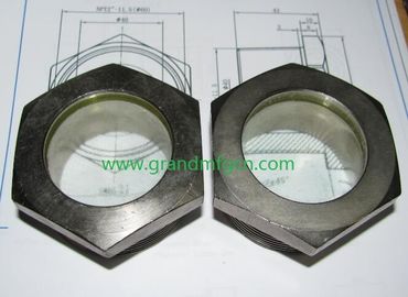 ventanas de visión de acero fundido con rosca BSP masculina de 1-1/4&quot;,indicadores con vidrio natural