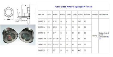 M27x1.5 M22x1.5 equipos de refrigeración de acero fundido vidrio vidrio fundido vidrio ventana vidrio aceite fabricante de vidrio China
