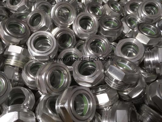 Estándar de aceite de aluminio Espejo de aceite Hexágono de tornillo G1/2 Aluminio Vidrio natural Temperado Vidrio de visión de nivel de aceite