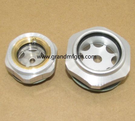 1/2&quot; Sistema de lubricación del soplador de aleación de aluminio Niveles de aceite Hex tornillo de entrada Visor de nivel de aceite vidrio indicadores de nivel de aceite