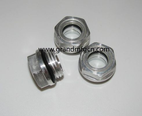 M27X1.5 Sistema de lubricación del soplador de aluminio Nivel de aceite Hex tornillo de entrada Visor de nivel de aceite vidrio indicadores de nivel de aceite