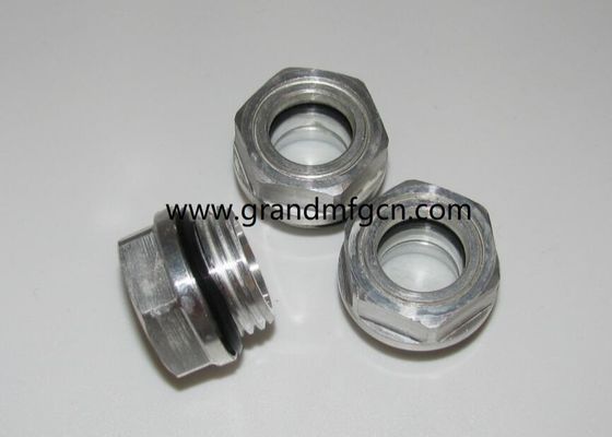 G1 1/4&quot; Sistema de lubricación de soplador de aluminio Nivel de aceite Hex tornillo de entrada Visor de nivel de aceite vidrio indicadores de nivel de aceite