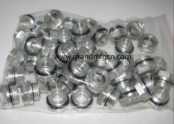M20X1.5 M22X1.5 M27X1.5 Cabeza hexadecimal de aluminio de visor de nivel de aceite tacho de vista de ojo de toro vidrio de vista de aceite macho hilo métrico
