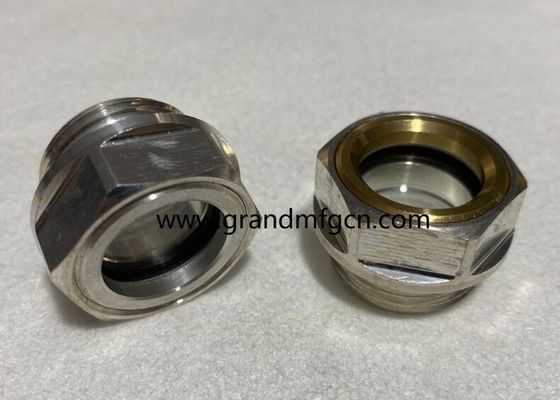 M22M26X1.5 soplador resistente a la corrosión de aluminio en el sitio de vidrio hex-vinculado con visor de nivel de aceite de vidrio indicadores de nivel de aceite