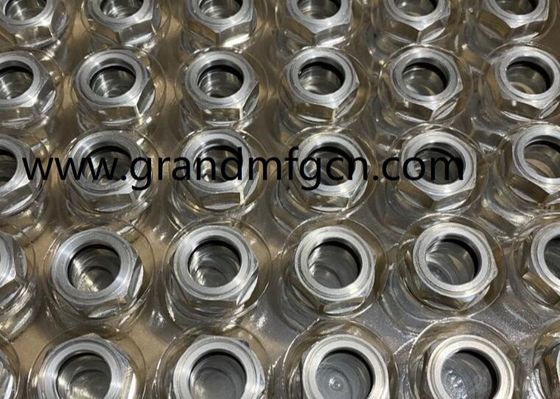 M22M26X1.5 soplador resistente a la corrosión de aluminio en el sitio de vidrio hex-vinculado con visor de nivel de aceite de vidrio indicadores de nivel de aceite