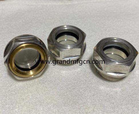 M42X1.5 M27X1.5 Anodizante de aluminio de color hexadecimal fresado de tornillo en el vidrio del visor de nivel de aceite compresor de vidrio indicador del nivel de aceite