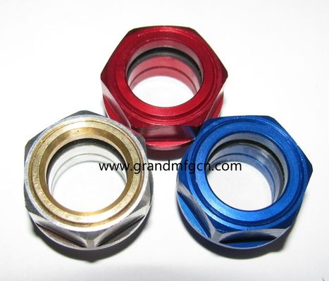 M42X1.5 M27X1.5 Anodizante de aluminio de color hexadecimal fresado de tornillo en el vidrio del visor de nivel de aceite compresor de vidrio indicador del nivel de aceite