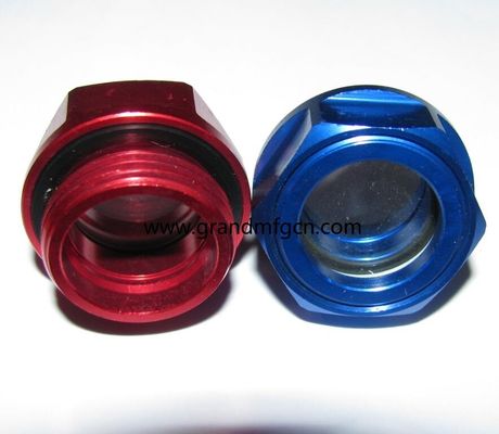 G1 / 4 ′′ 3/8&quot; soplador anodizante de aluminio niveles de aceite hex-torsión en el nivel de aceite visor de vidrio indicadores de nivel de aceite