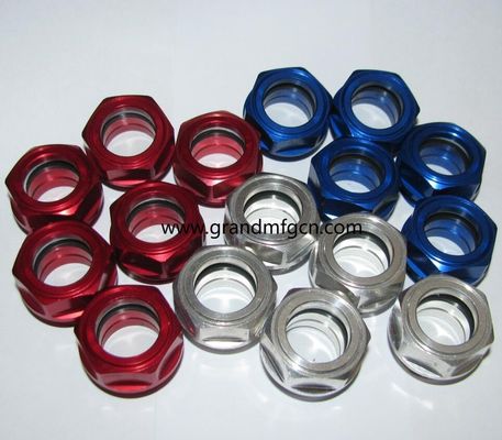 M22 M18X1.5 de aluminio anodizante visor de color de vidrio hex de tornillo en visor de nivel de aceite de vidrio indicadores de nivel de aceite