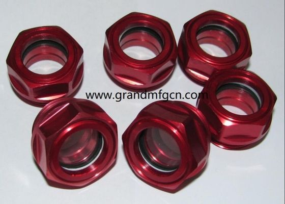 M42X1.5 M27X1.5 Anodizante de aluminio de color hexadecimal fresado de tornillo en el vidrio del visor de nivel de aceite compresor de vidrio indicador del nivel de aceite