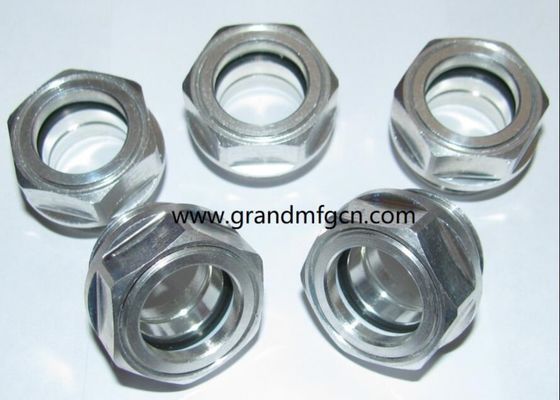 M22X1.5 M27X1.5 M42X1.5 Métrico hilo de aluminio ojo de toro vidrio de vidrio de nivel de aceite con cabeza de fresado de marca central roja