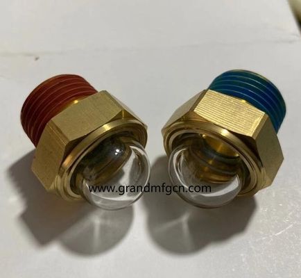NPT 1/2 INCH claros con bóveda indicadores de visión de nivel de aceite hex-tornilla en vidrio de visión de nivel de aceite con bloqueo de hilo azul