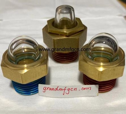 hilo NPT masculino 1 pulgada de latón abovedado indicador de nivel de visión de aceite hex visor en vidrio de visión de nivel de aceite con bloqueo de hilo
