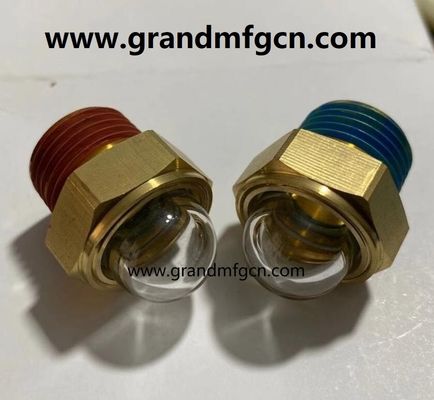 hilo NPT masculino 1 pulgada de latón abovedado indicador de nivel de visión de aceite hex visor en vidrio de visión de nivel de aceite con bloqueo de hilo
