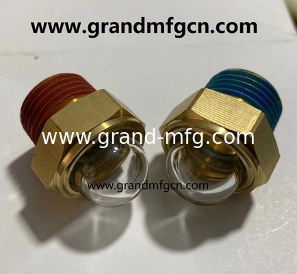 EE.UU. macho NPT hilo 3/8 pulgadas de latón abovedado indicador de nivel de visión de aceite hex-vinculado vidrio de visión de nivel de aceite con bloqueo de hilo
