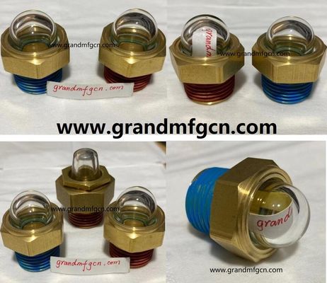 EE.UU. macho NPT hilo 3/8 pulgadas de latón abovedado indicador de nivel de visión de aceite hex-vinculado vidrio de visión de nivel de aceite con bloqueo de hilo