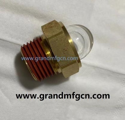 EE.UU. macho NPT hilo 3/8 pulgadas de latón abovedado indicador de nivel de visión de aceite hex-vinculado vidrio de visión de nivel de aceite con bloqueo de hilo