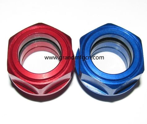 M22X1.5 M27X1.5 M42X1.5 Métrico hilo de aluminio ojo de toro vidrio de vidrio de nivel de aceite con cabeza de fresado de marca central roja