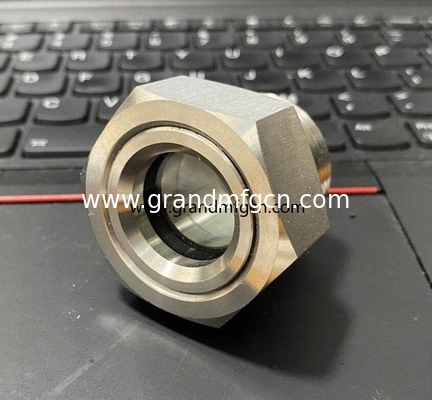 Hombre BSP G1 1/2&quot; SS304 vidrio de acero inoxidable tapones de visualización de nivel de aceite de vidrio con el bloqueo de los frutos secos equipo de alimentos de vidrio de visualización del mirador