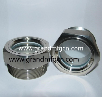 Hombre BSP G1 1/2&quot; SS304 vidrio de acero inoxidable tapones de visualización de nivel de aceite de vidrio con el bloqueo de los frutos secos equipo de alimentos de vidrio de visualización del mirador