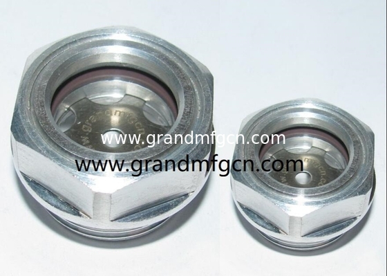 M42X1.5 M27X1.5 Anodizante de aluminio de color hexadecimal fresado de tornillo en el vidrio del visor de nivel de aceite compresor de vidrio indicador del nivel de aceite