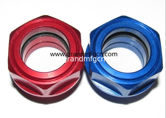 M42X1.5 M27X1.5 Anodizante de aluminio de color hexadecimal fresado de tornillo en el vidrio del visor de nivel de aceite compresor de vidrio indicador del nivel de aceite
