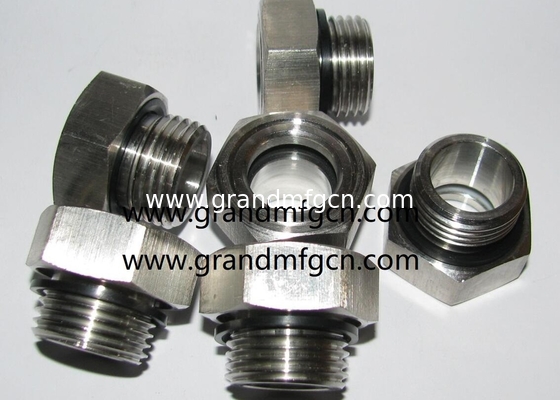 Hombre 3/4 acero inoxidable BSP intercambiador de calor radiador vidrio de nivel de líquido para el sistema de refrigeración de maquinaria industrial
